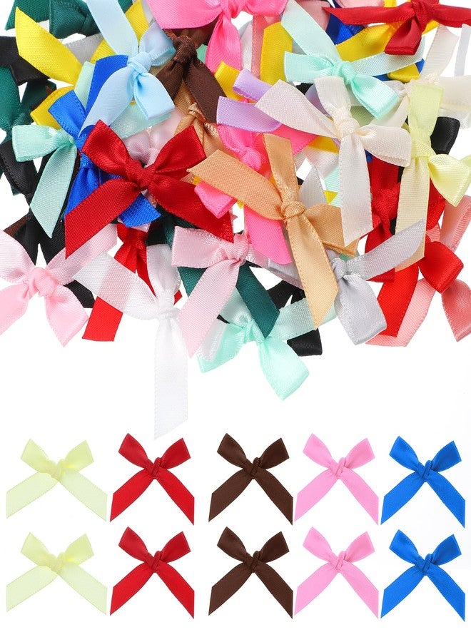 Tweruna 50 PCS Mini Bows for Crafts, Mini Ribbon Bows for Crafts, 1.77" Small Craft Bow, Multicolor Bowknot Decoration Accessories for Christmas Wedding Birthday Party Gift Wrapping DIY Craft - Image 1